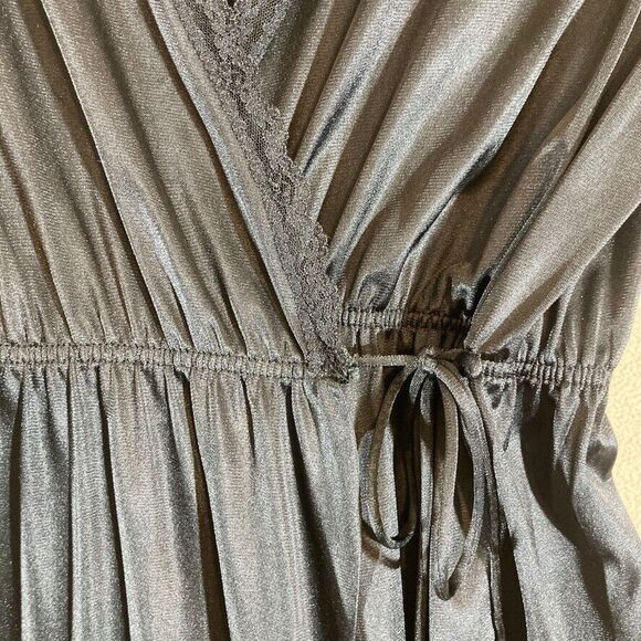 VTG Sheer Madness Dressing Robe Duster Gown S/M Black Wrap Romantic Sexy‎ - Picture 5 of 8